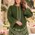 Green silk blend semi stitched suit with embroidery work