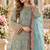 Blue chiffon semi stitched suit with embroidery & sequence work