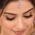 Purple Teardrop Maang Tikka, Silver Tone Bridal Headpiece