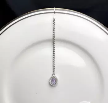 Purple Teardrop Maang Tikka, Silver Tone Bridal Headpiece 2