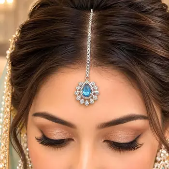 Blue Stone Maang Tikka, Bridal Matha Patti 1