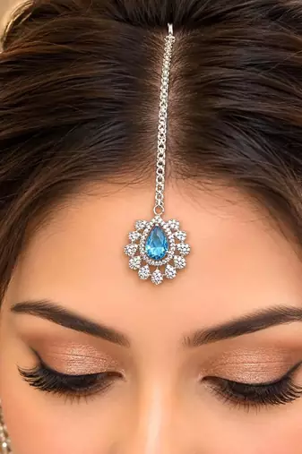 Blue Stone Maang Tikka, Bridal Matha Patti