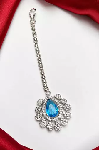 Blue Stone Maang Tikka, Bridal Matha Patti