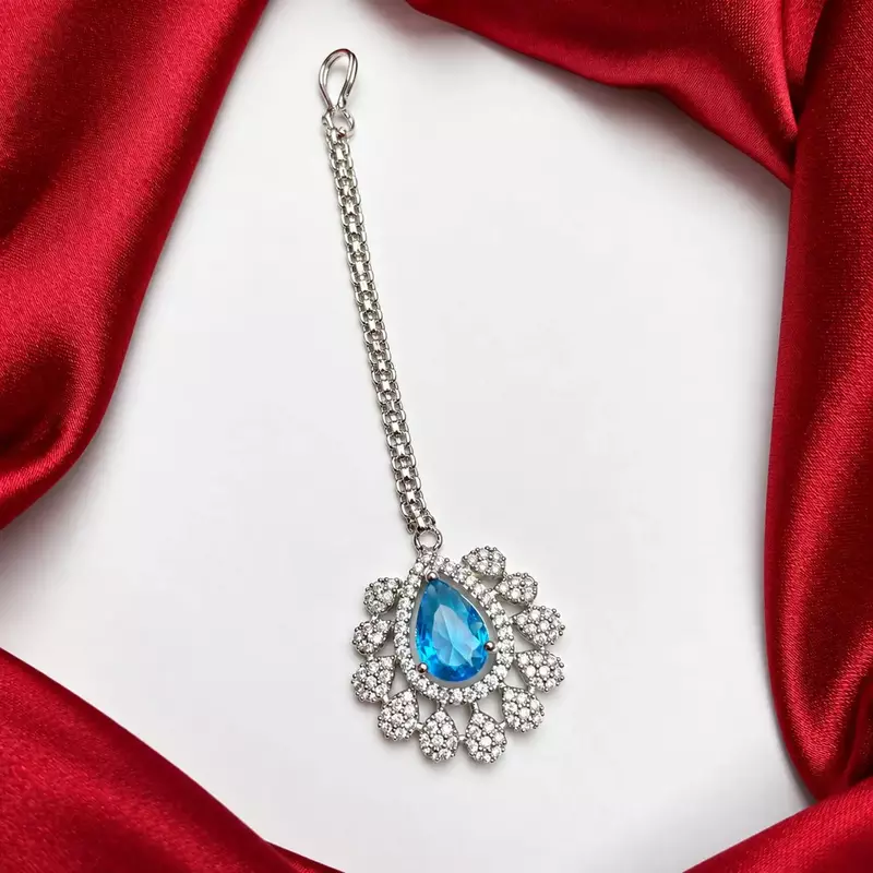 Blue Stone Maang Tikka, Bridal Matha Patti