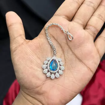 Blue Stone Maang Tikka, Bridal Matha Patti 3