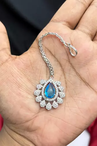 Blue Stone Maang Tikka, Bridal Matha Patti