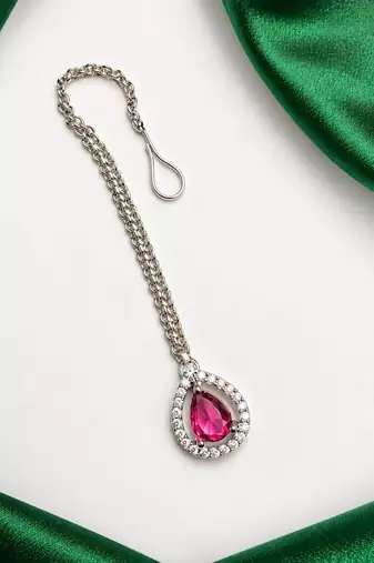 Red Stone Maang Tikka, Indian Bridal Headpiece