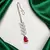 Silver Tone Maang Tikka, Red Teardrop Centerpiece