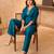 Teal vichitra silk embroidered 2 piece co-ord sets for women