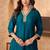 Teal vichitra silk embroidered 2 piece co-ord sets for women