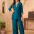 Teal vichitra silk embroidered 2 piece co-ord sets for women
