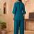 Teal vichitra silk embroidered 2 piece co-ord sets for women