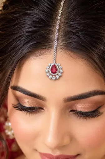 Ruby Maang Tikka, Indian Bridal Forehead Jewelry