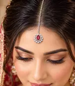 Ruby Maang Tikka, Indian Bridal Forehead Jewelry
