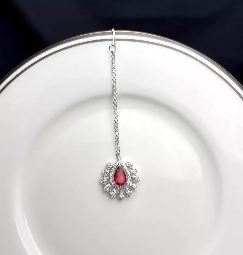 Ruby Maang Tikka, Indian Bridal Forehead Jewelry