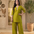 Green vichitra silk embroidered 2 piece co-ord sets for women