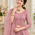 onion pink color thread,sequence and rivet moti work faux georgette top palazzo set
