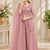 onion pink color thread,sequence and rivet moti work faux georgette top palazzo set