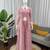 onion pink color thread,sequence and rivet moti work faux georgette top palazzo set