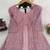 onion pink color thread,sequence and rivet moti work faux georgette top palazzo set