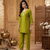 Green vichitra silk embroidered 2 piece co-ord sets for women