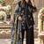 Black cotton readymade suit with thread embroidery work