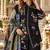 Black cotton readymade suit with thread embroidery work