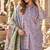 Lavender cotton readymade suit with thread embroidery work