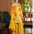 Yellow floral print wedding gharara suits free size full stitched upto 44