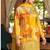 Yellow floral print wedding gharara suits free size full stitched upto 44
