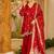 red color weaving and coin lace satin silk blend salwar kameez set