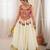 Cream Rayon Navratri Wear Lehenga With Thread Work Choli