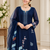 navy blue color thread work silk blend salwar kameez set