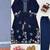 navy blue color thread work silk blend salwar kameez set