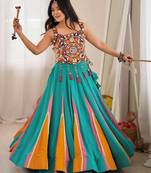 Teal Blue Navratri Special Lehenga With Thread Work Blouse