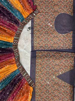 Multicolor Digital Print Mirror Work Georgette Lehenga Choli 3