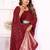 maroon satin bandhej printed saree with blouse