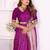 purple satin bandhej printed saree with blouse