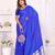 r blue satin bandhej printed saree with blouse
