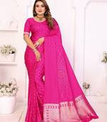 rani satin bandhej printed saree with blouse