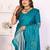 teal satin bandhej printed saree with blouse