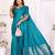 teal satin bandhej printed saree with blouse