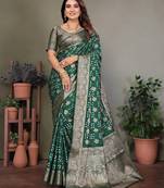 d green satin bandhej printed saree with blouse