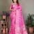 pink satin bandhej printed saree with blouse