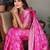 pink satin bandhej printed saree with blouse