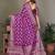 purple satin bandhej printed saree with blouse