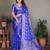 r blue satin bandhej printed saree with blouse