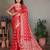red satin bandhej printed saree with blouse