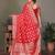 red satin bandhej printed saree with blouse
