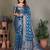 teal satin bandhej printed saree with blouse